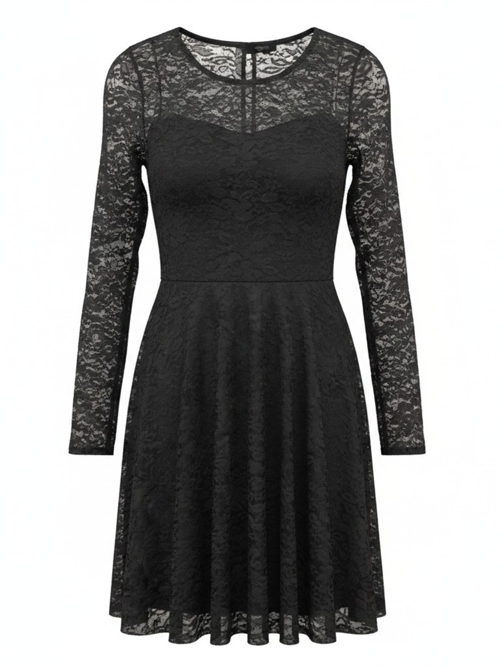 Fashion to Figure Black Lace Long-Sleeve Fit-and-Flare Dress